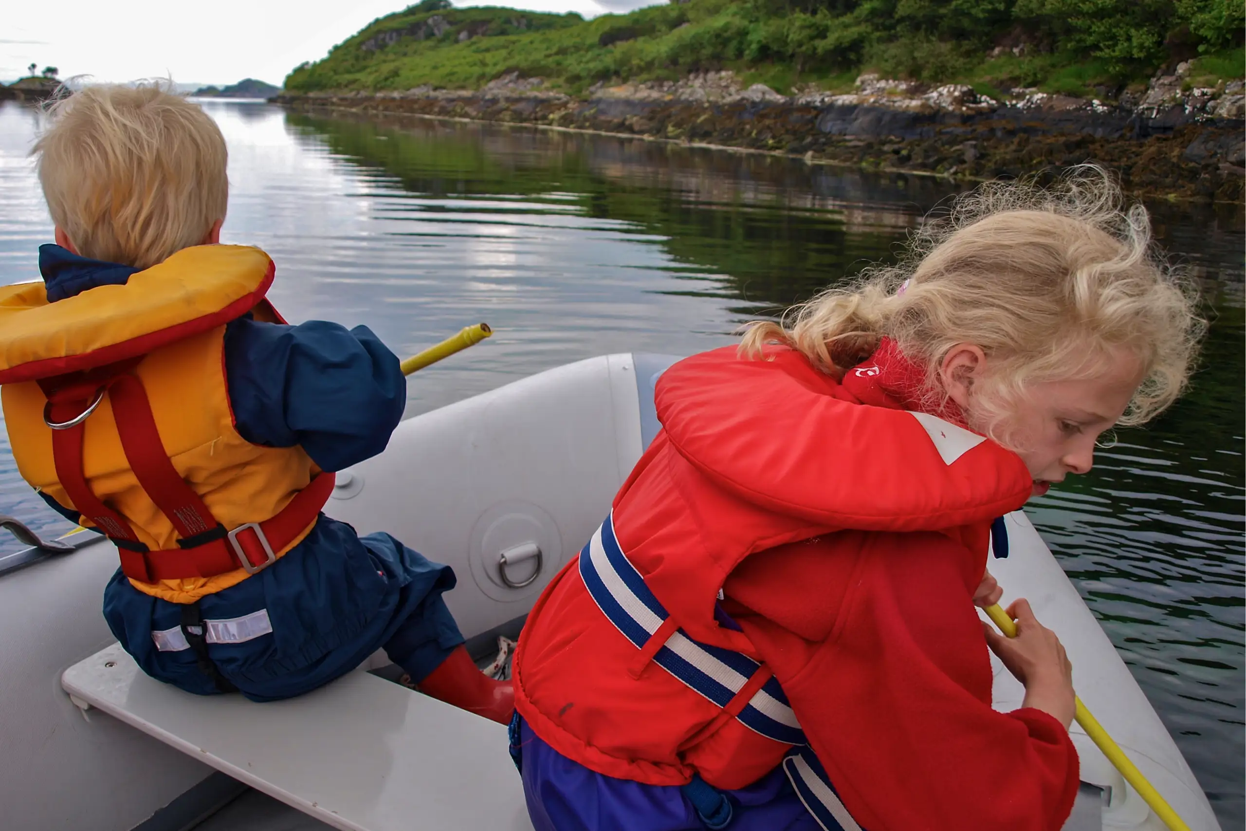 Let the children loose in the dinghy between the islands south of the main bay