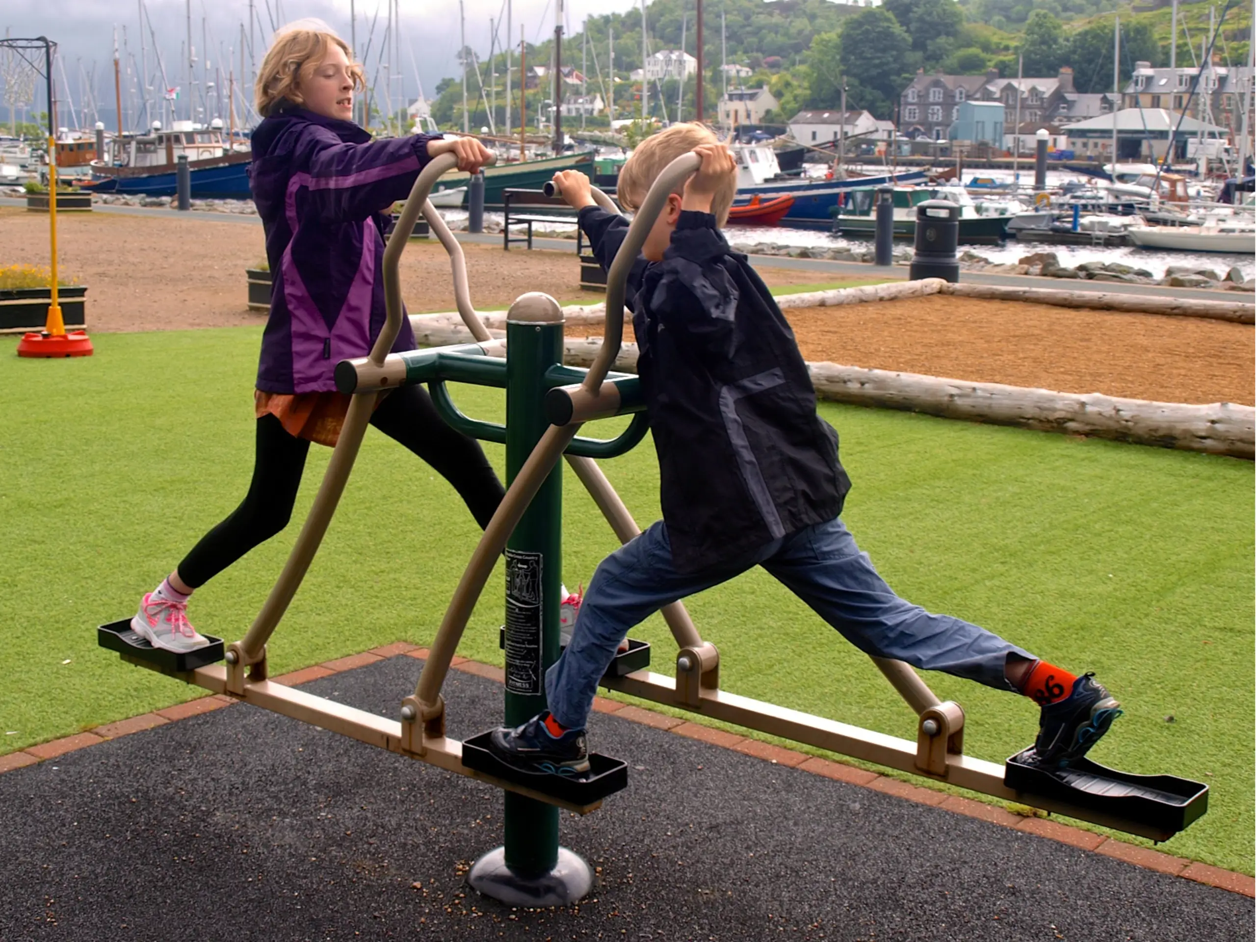 The outdoor gym by the marina in Tarbert