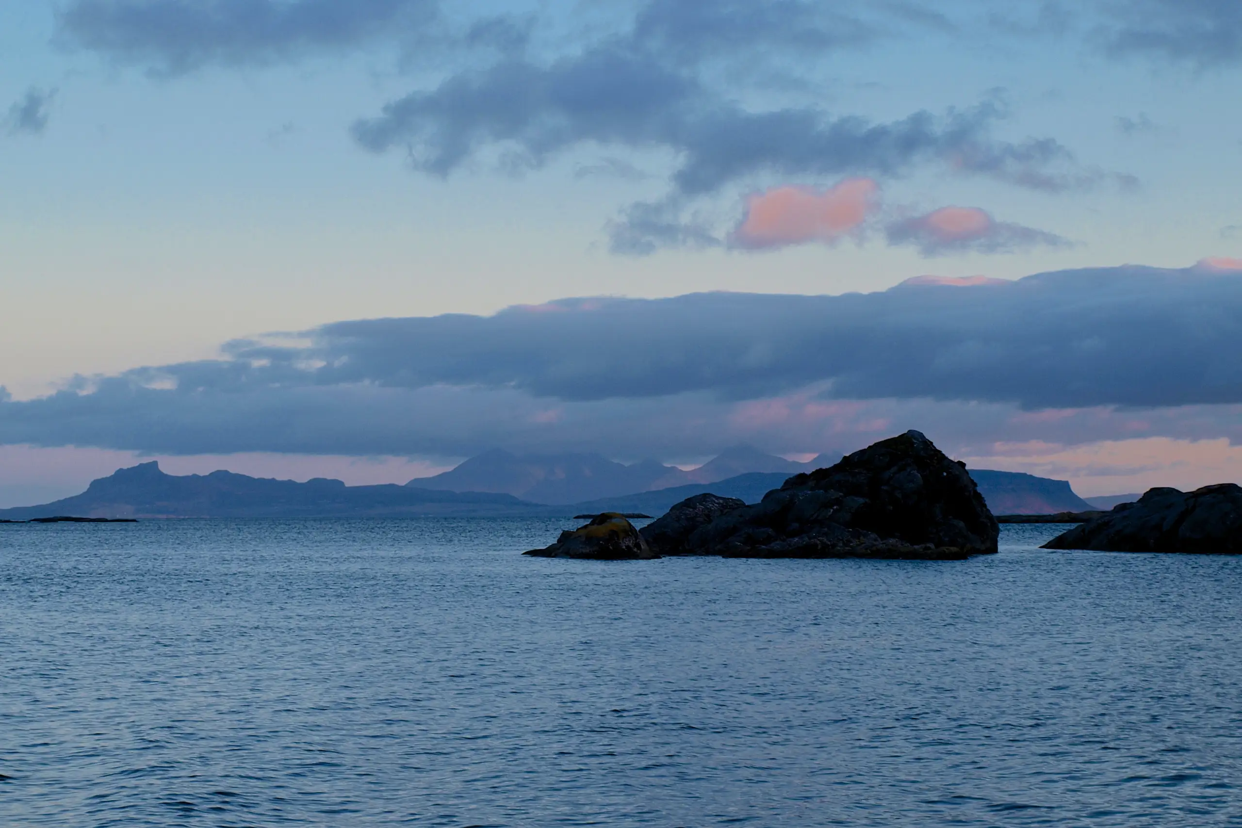 Looking towards Eigg from the entrance to the north anchorage