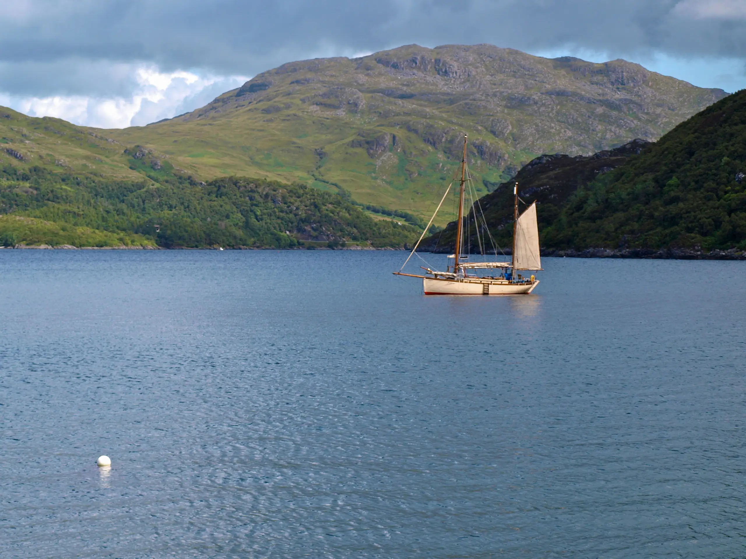A classic yacht enhances the anchorage