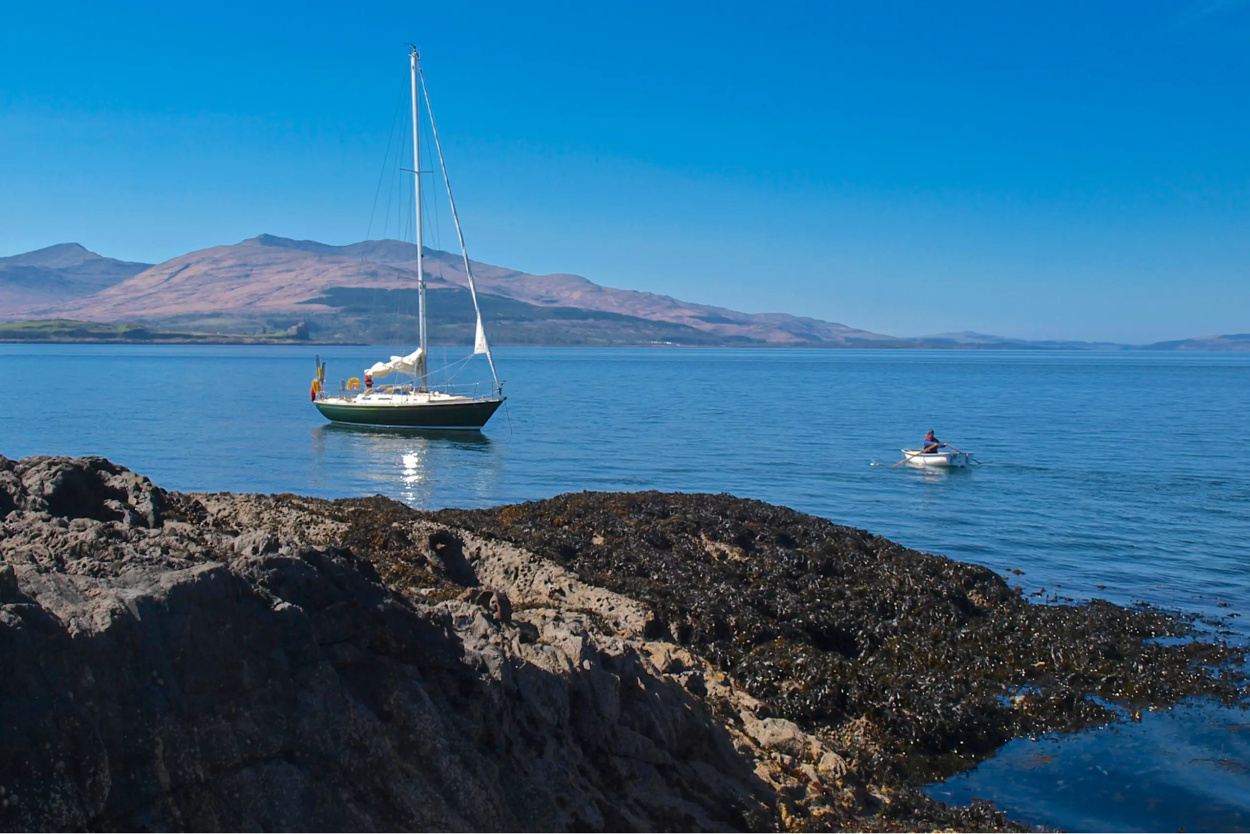Anchored off the north slipway