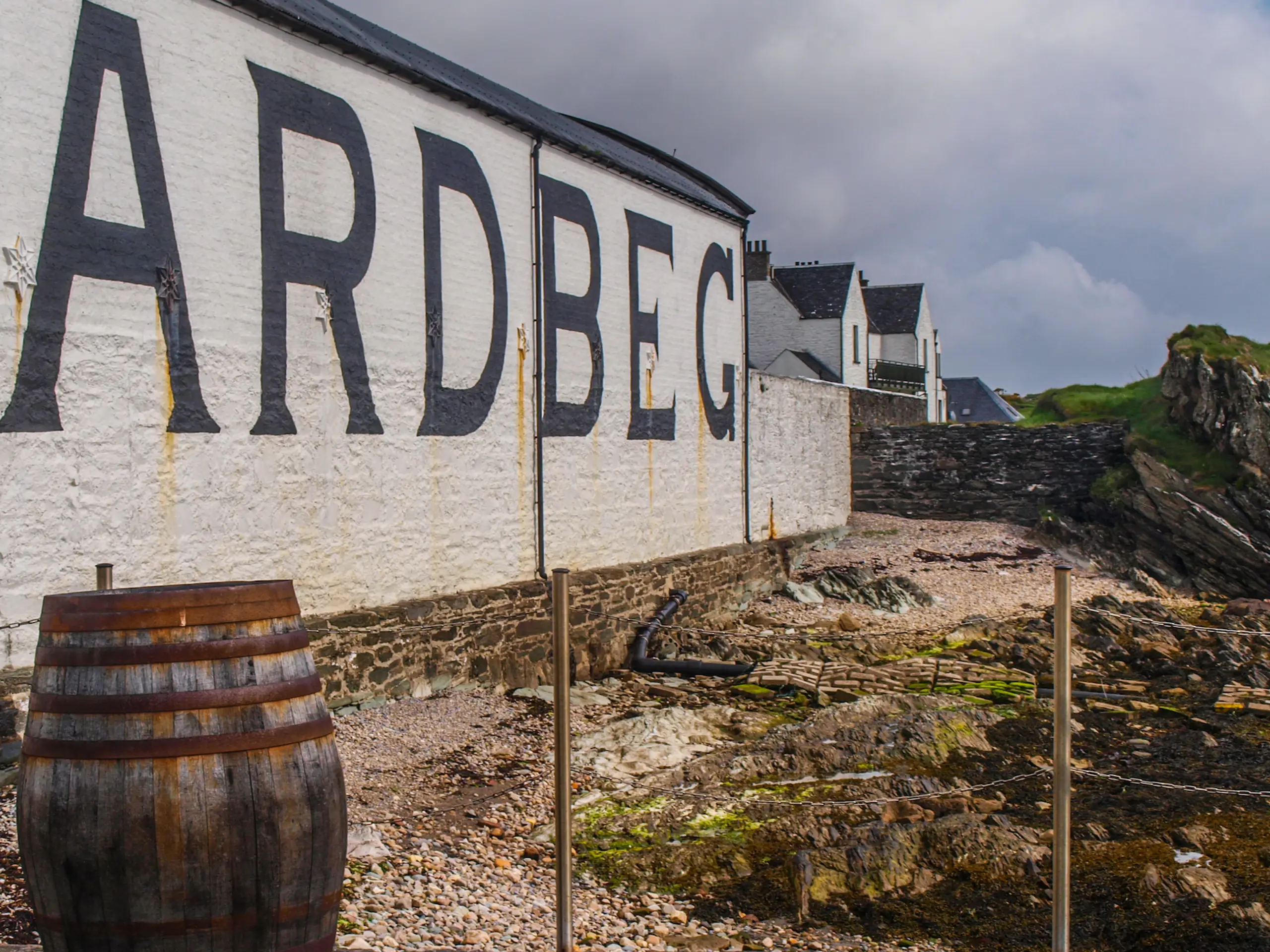 A close-up of the distillery
