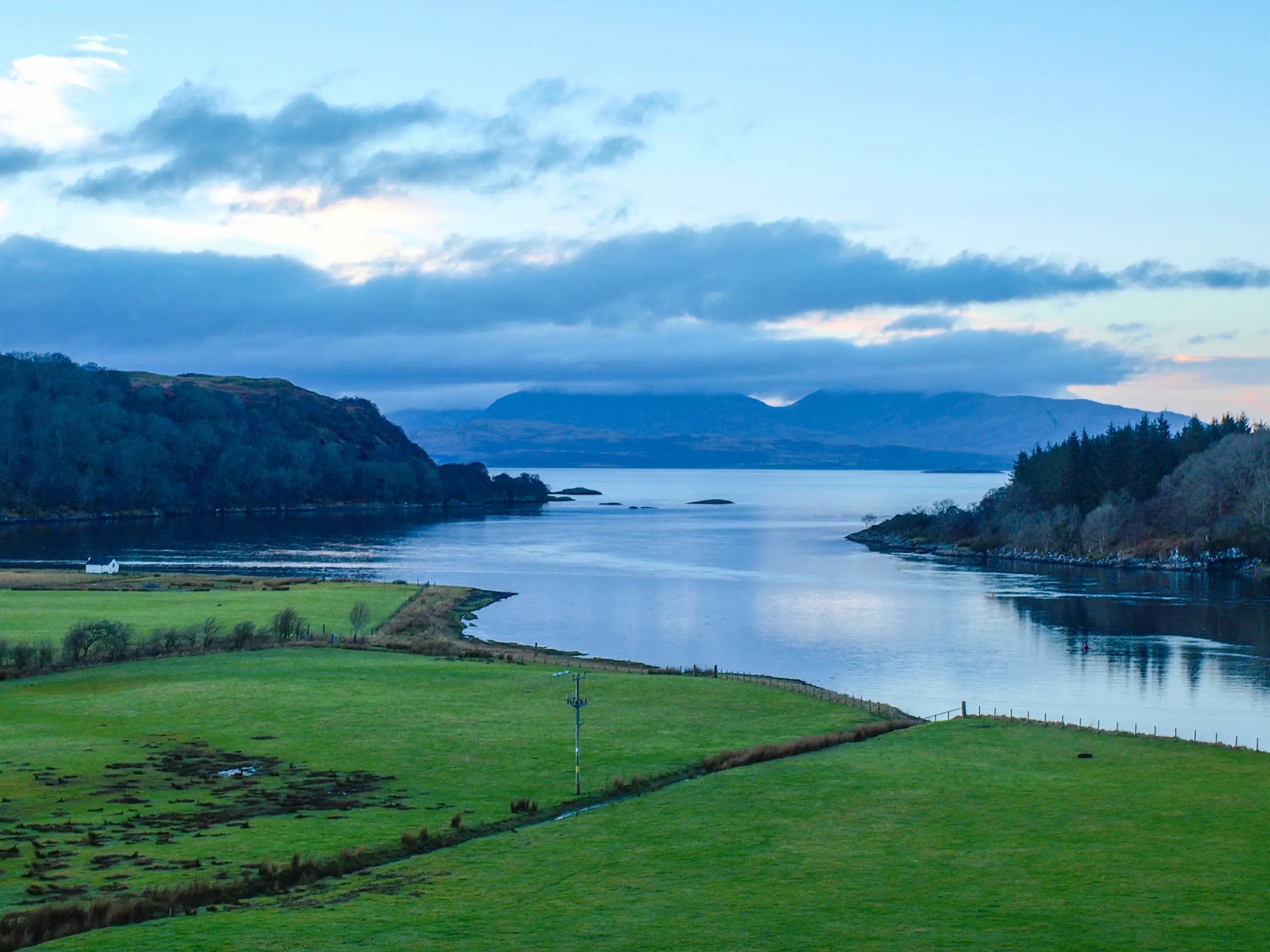 The entrance to the Loch, Mull beyond