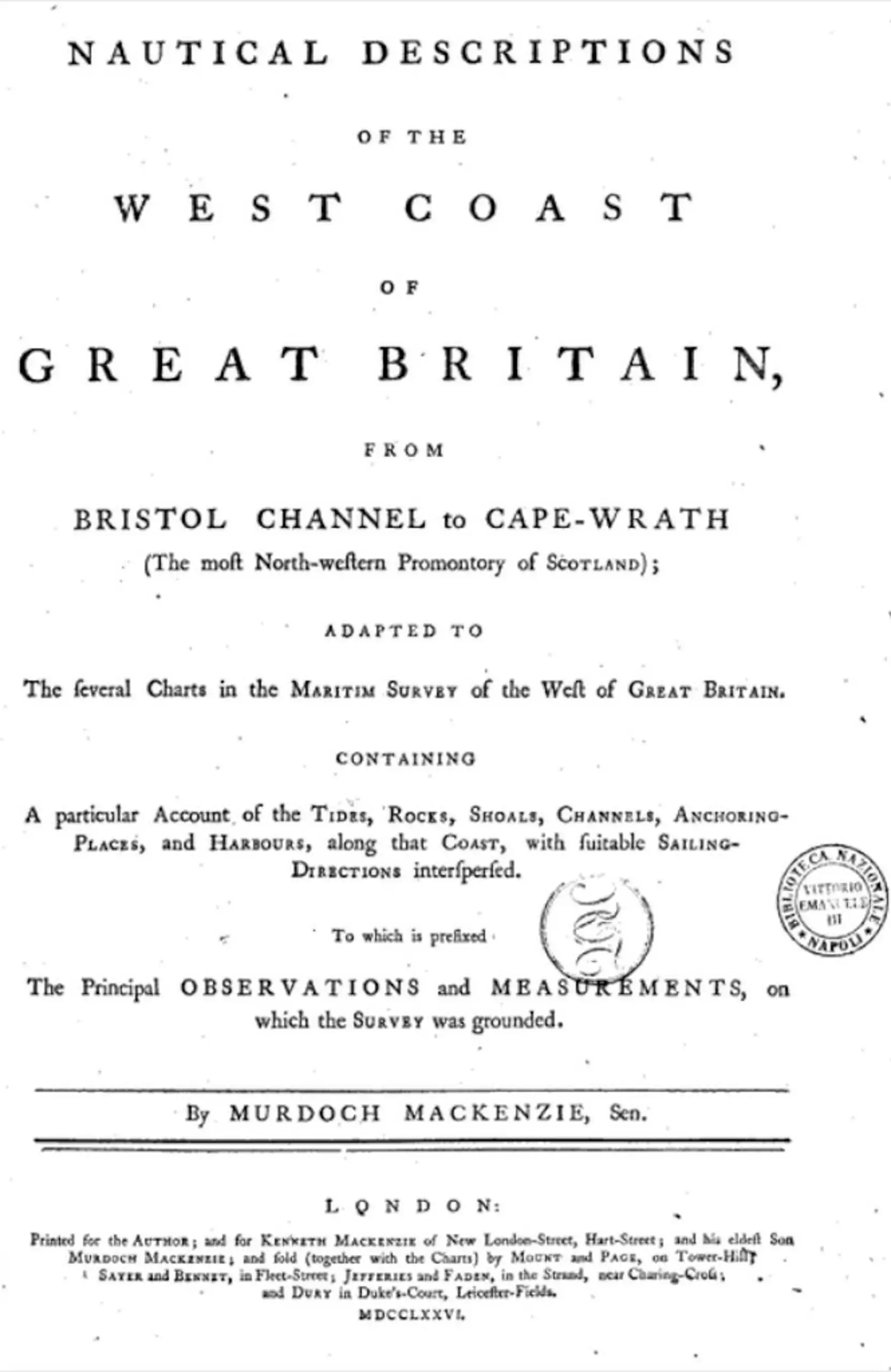 Probably the first sailing directions ever published, back in the 18th century