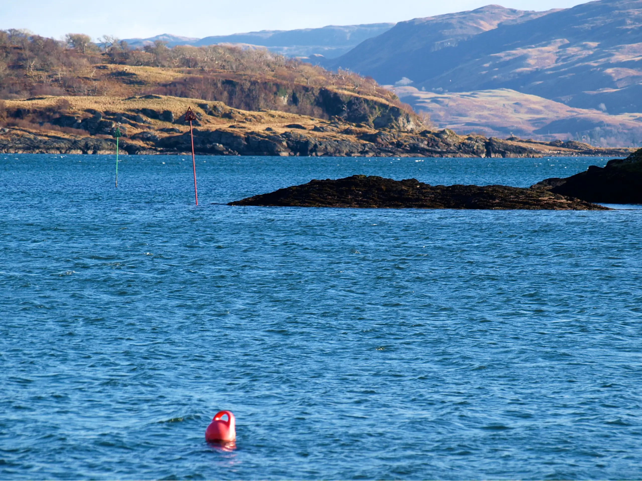 Careful pilotage is needed getting in and out of this bay